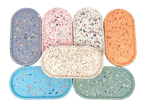 Trinket Tray | Smooth | Blue & Golden Flakes