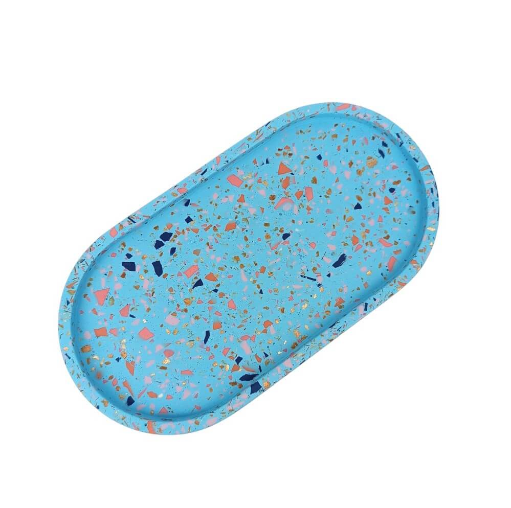 Trinket Tray | Smooth | Blue & Golden Flakes