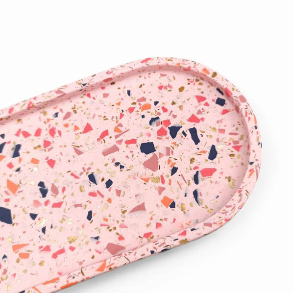 Trinket Tray | Smooth | Pink & Golden Flakes